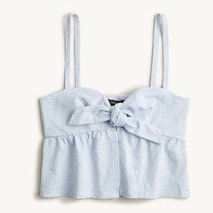 Seersucker tie-front top